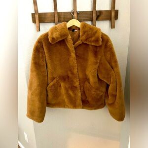 Divided Teddy Bear Coat Size Small. Caramel Brown